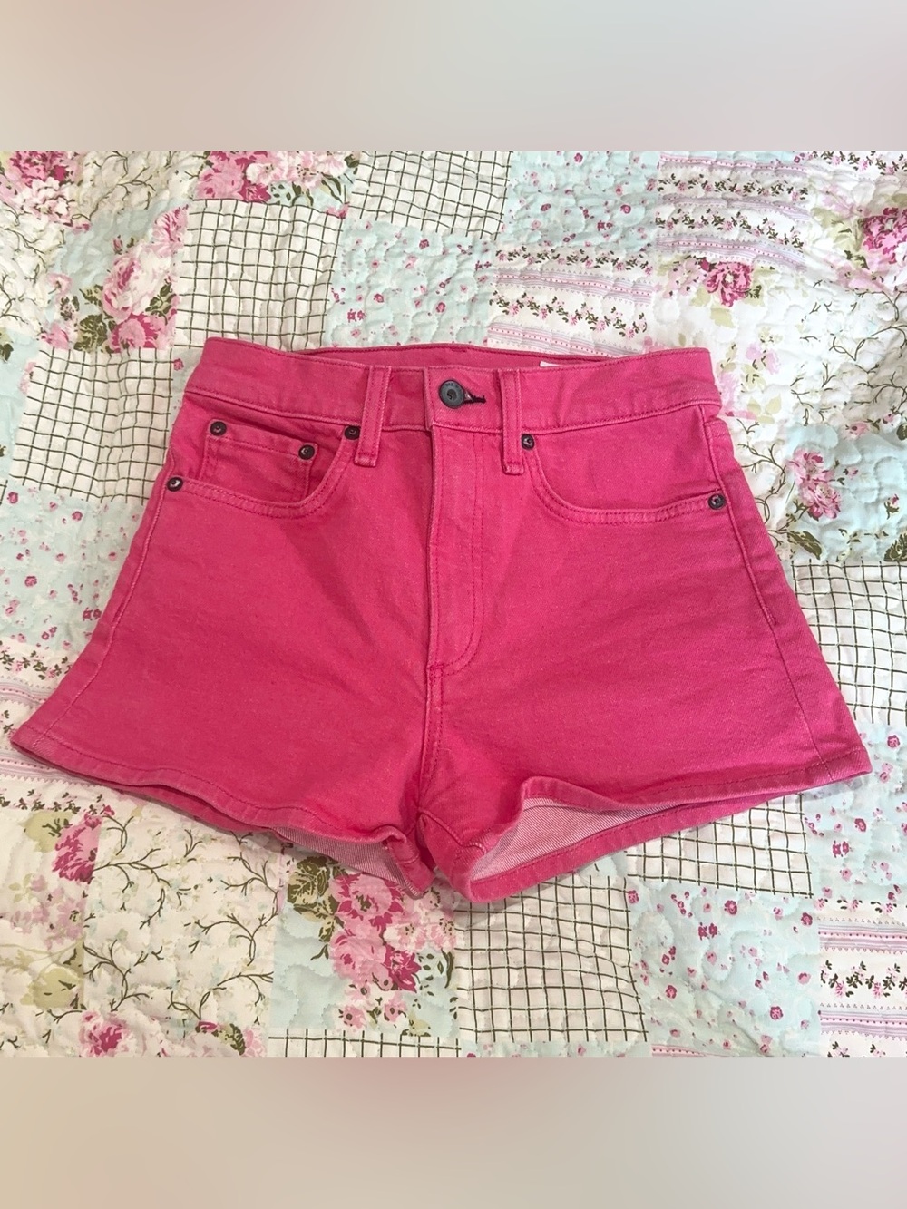 Rag & bone hot pink / bull pink high waisted denim jean shorts size 23